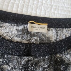 Saint Laurent Black and White Lace Intimate Top